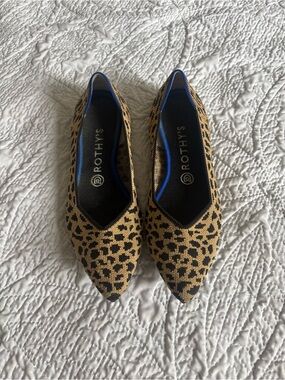 Rothy's Leopard Print Pointed Toe Flats - Tan/Black